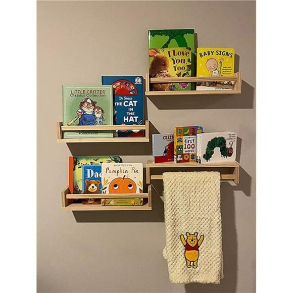 Floating Shelves for Wall, Burlywood Nursery Book Shelves, 15.7 inch (4 Pack) - Picture 2 of 7